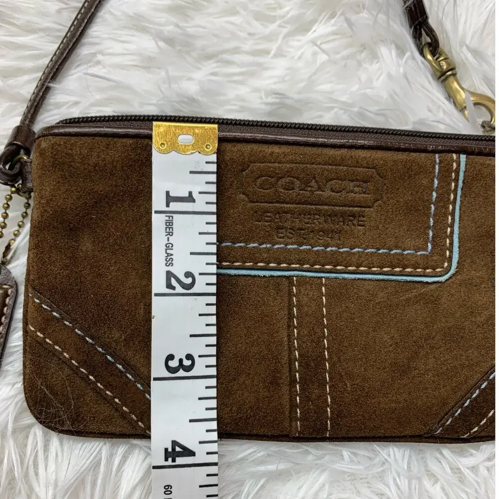 y2k COACH Vintage Brown Suede Wristlet